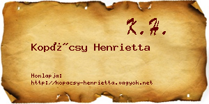 Kopácsy Henrietta névjegykártya