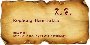 Kopácsy Henrietta névjegykártya